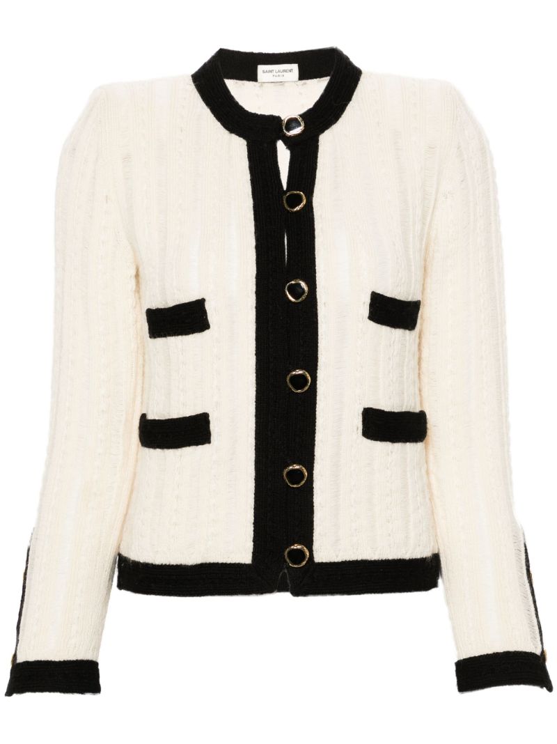 White Tailored Ribbed Wool Jacket
