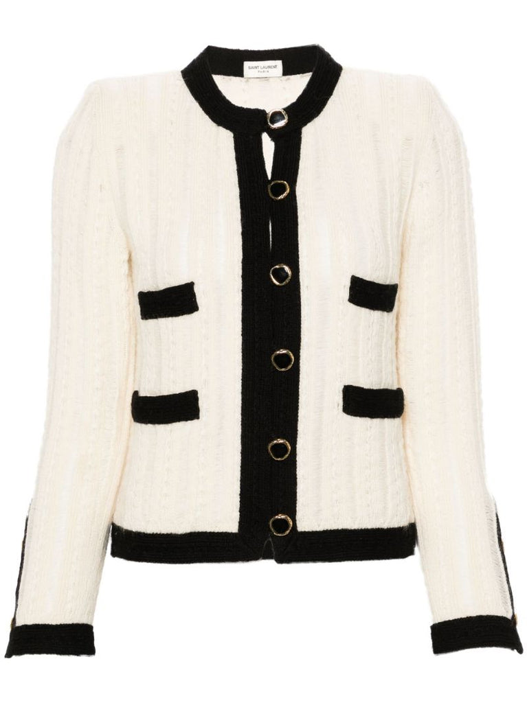 White Tailored Ribbed Wool Jacket