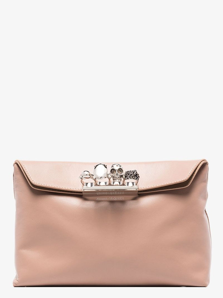 Pink Four Ring Leather Clutch Bag