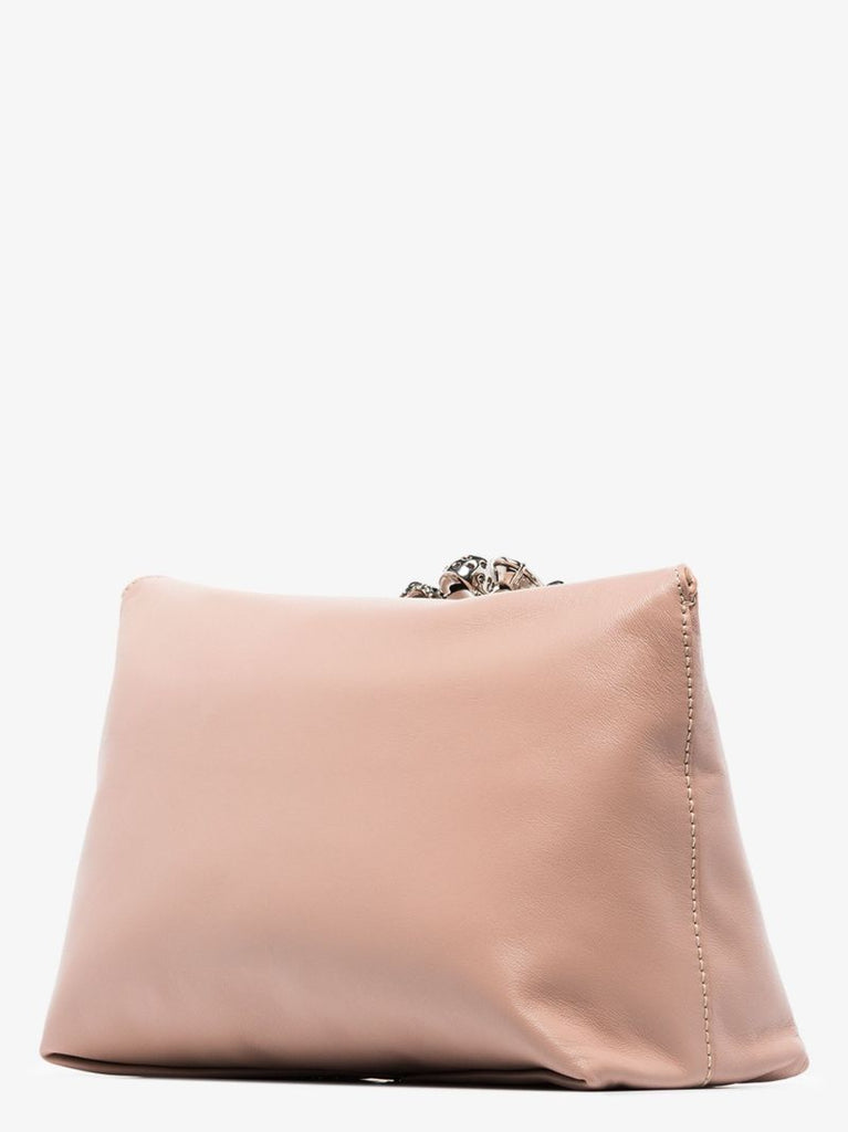 Pink Four Ring Leather Clutch Bag