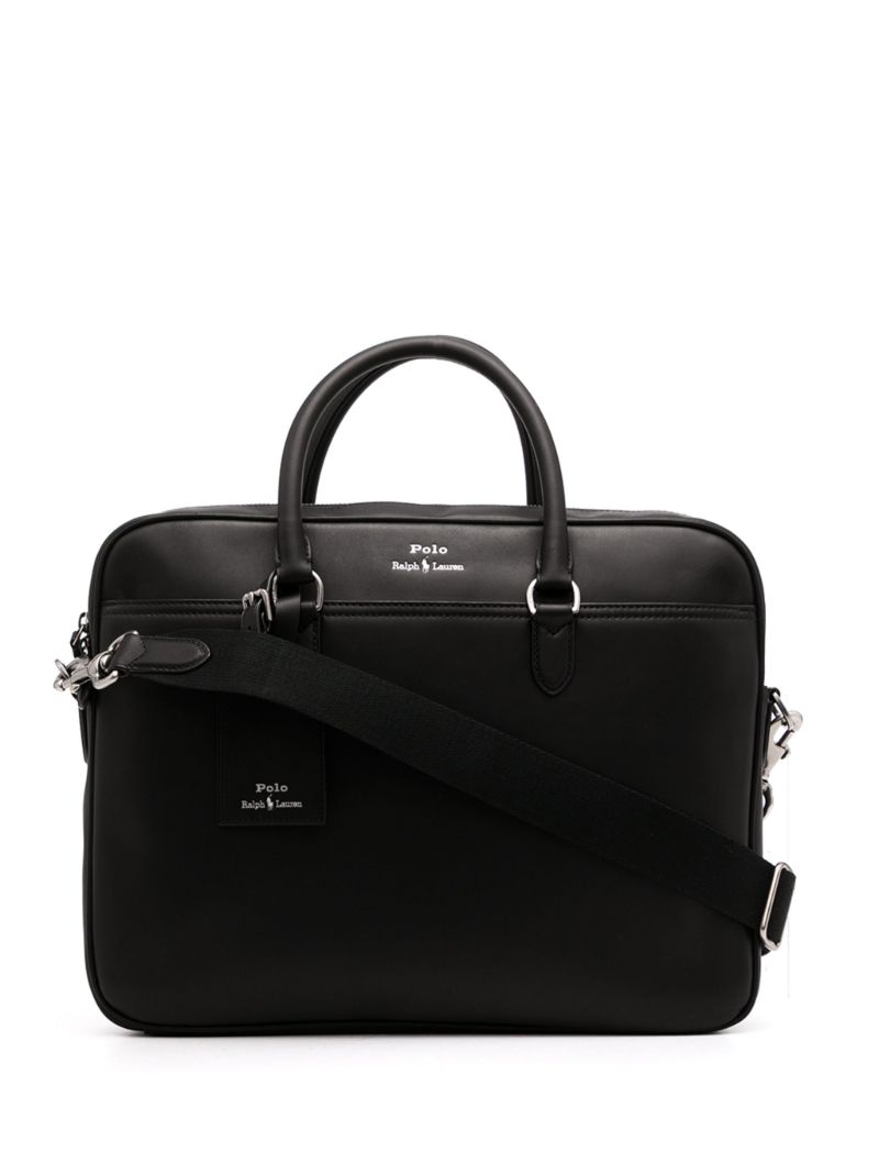 Black Logo-print Leather Briefcase