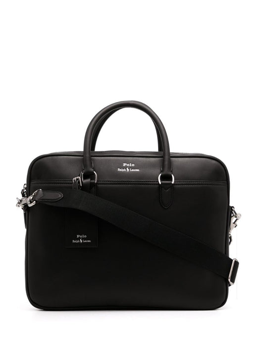 Black Logo-print Leather Briefcase