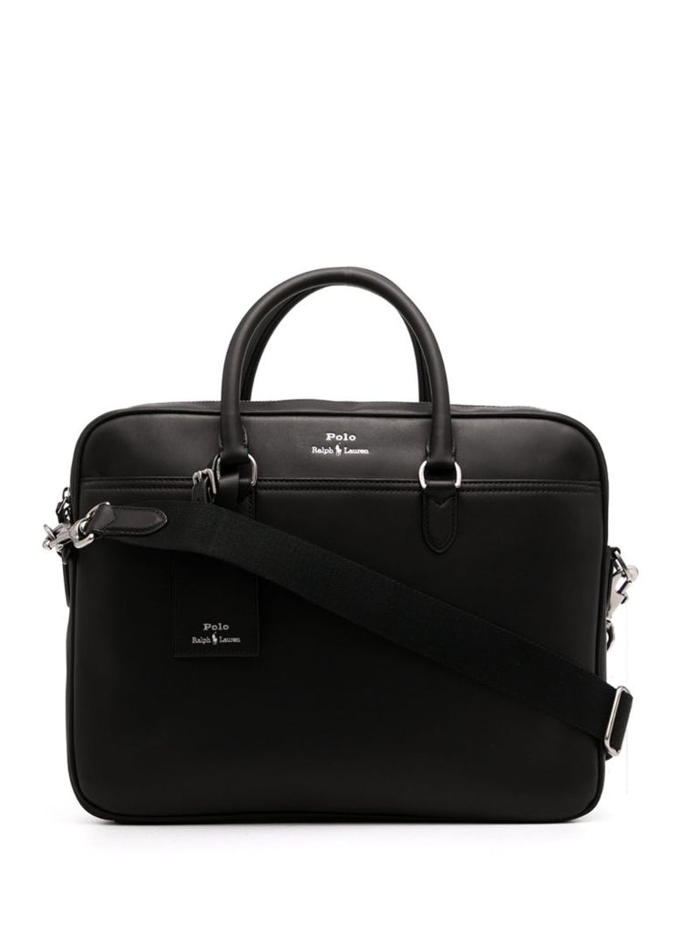 Black Logo-print Leather Briefcase