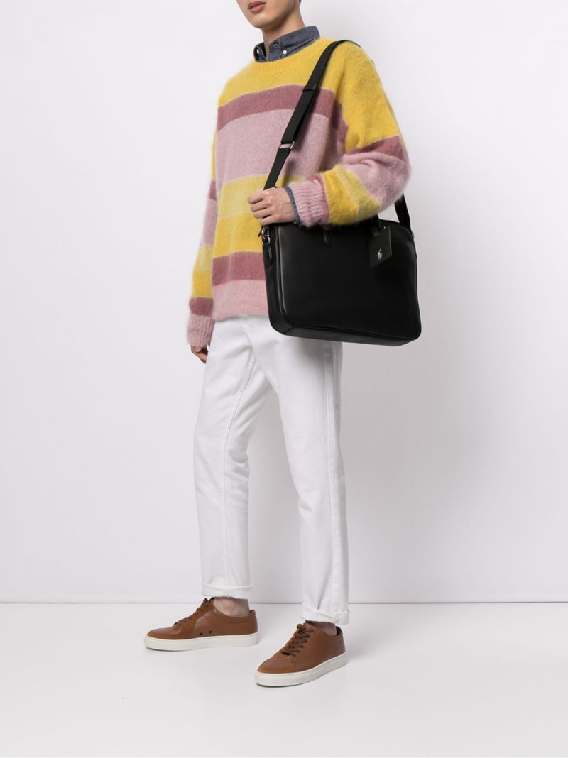 Black Logo-print Leather Briefcase