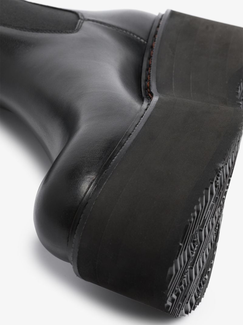 Black Double Stack 60 Leather Chelsea Boots