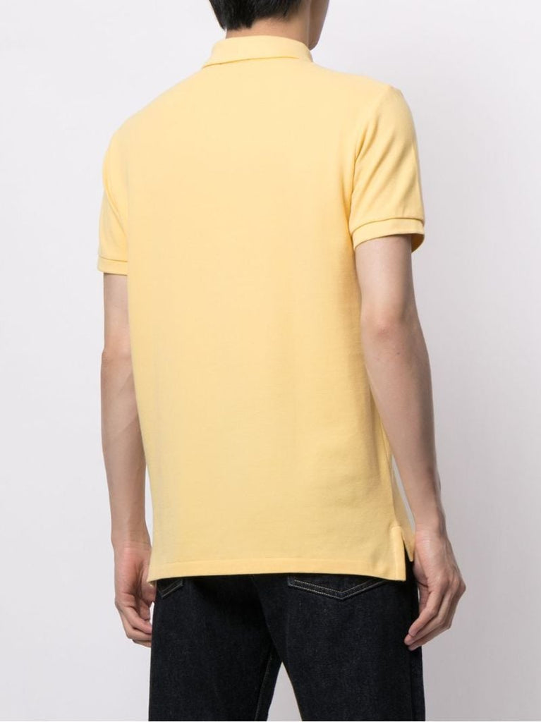 Yellow Logo-embroidered Cotton Polo Shirt