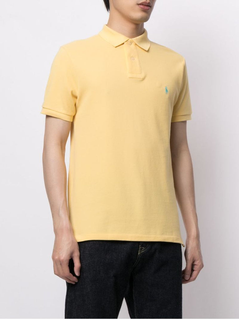 Yellow Logo-embroidered Cotton Polo Shirt