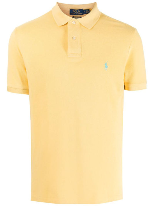 Yellow Logo-embroidered Cotton Polo Shirt