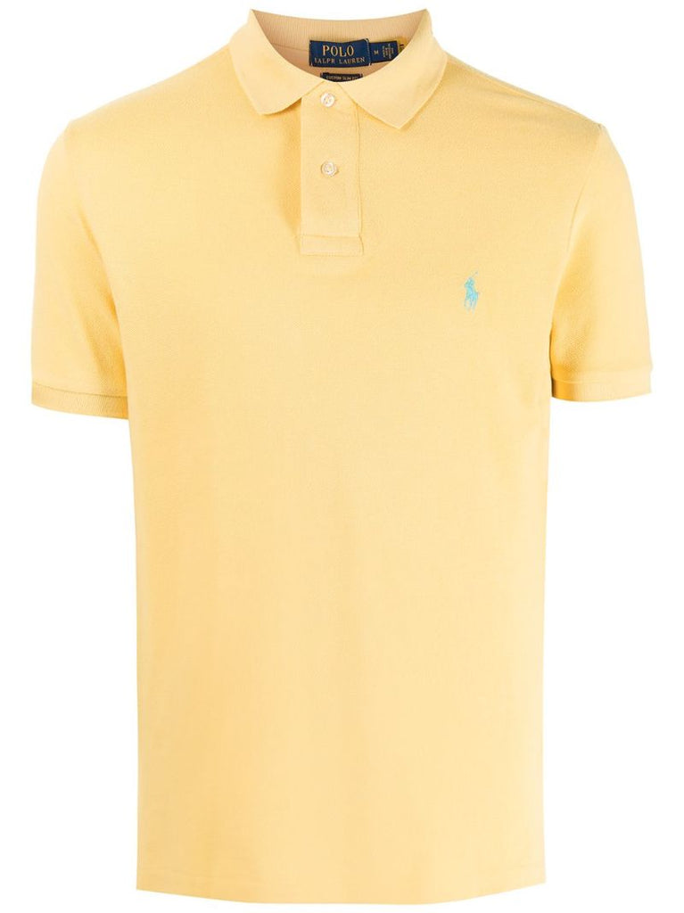 Yellow Logo-embroidered Cotton Polo Shirt