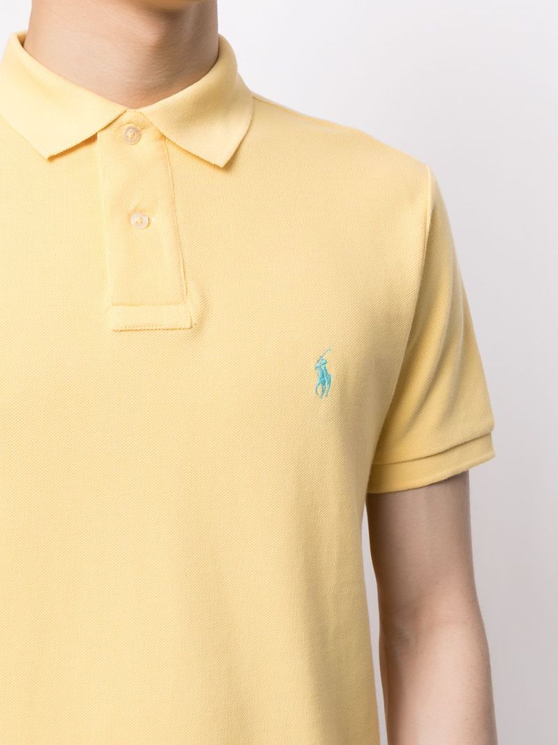 Yellow Logo-embroidered Cotton Polo Shirt