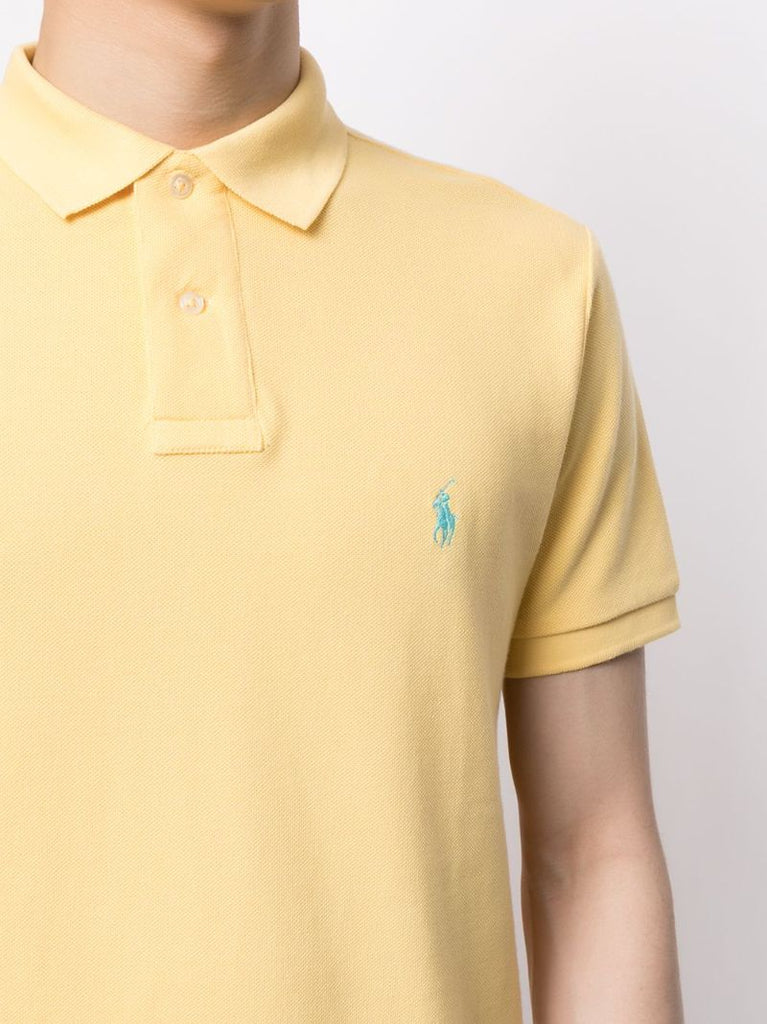 Yellow Logo-embroidered Cotton Polo Shirt