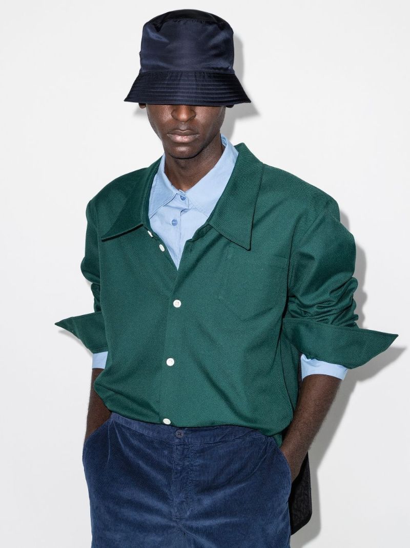 Blue Re-nylon Logo Plaque Bucket Hat