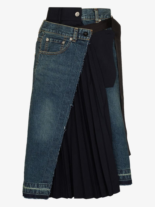 Asymmetric Patchwork Denim Skirt