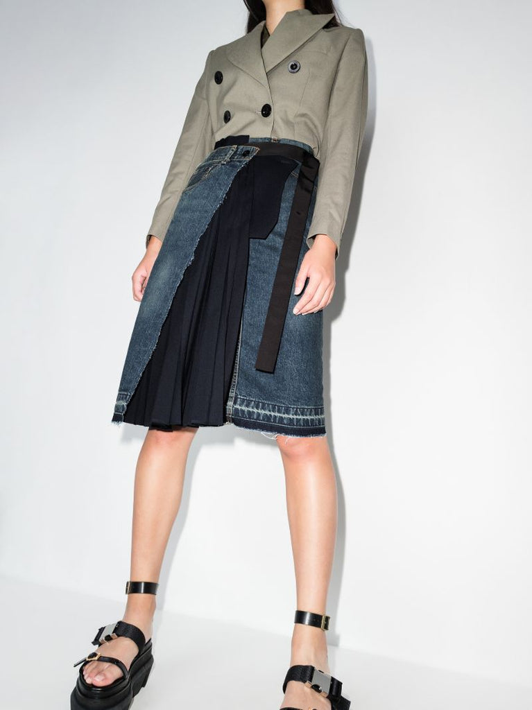 Asymmetric Patchwork Denim Skirt