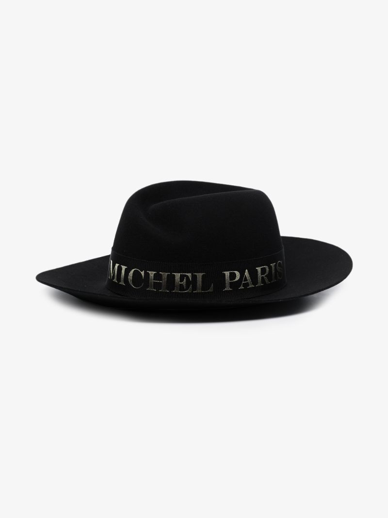 Black Virginie Logo Fedora Hat