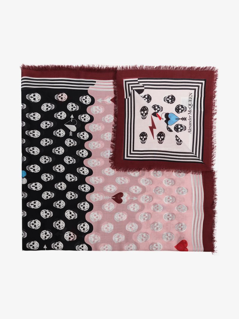 Multicoloured Skull Print Scarf