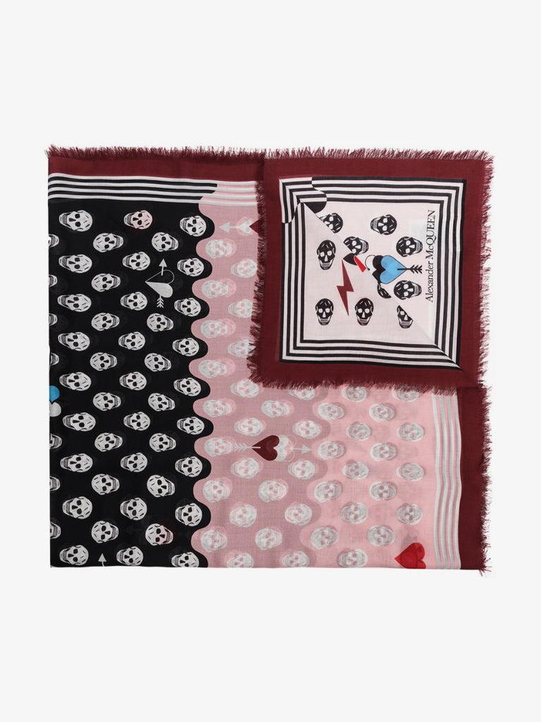 Multicoloured Skull Print Scarf