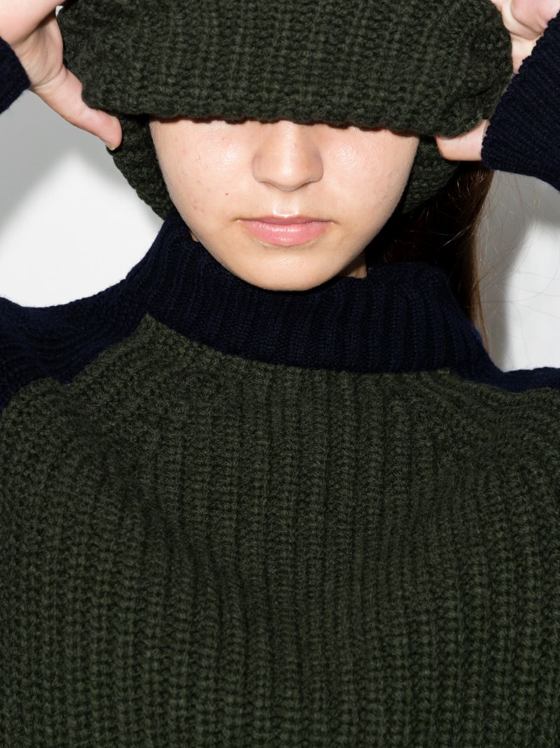 Two Tone Cropped Turtleneck Sweater