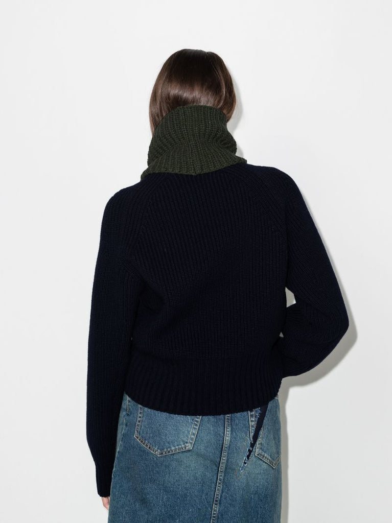 Two Tone Cropped Turtleneck Sweater