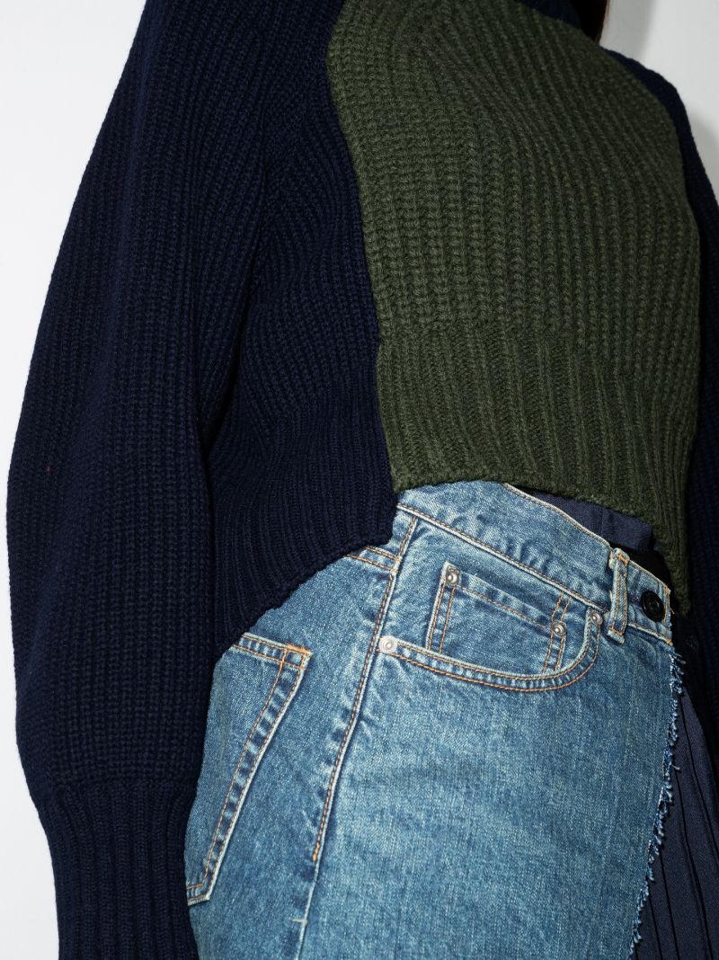 Two Tone Cropped Turtleneck Sweater