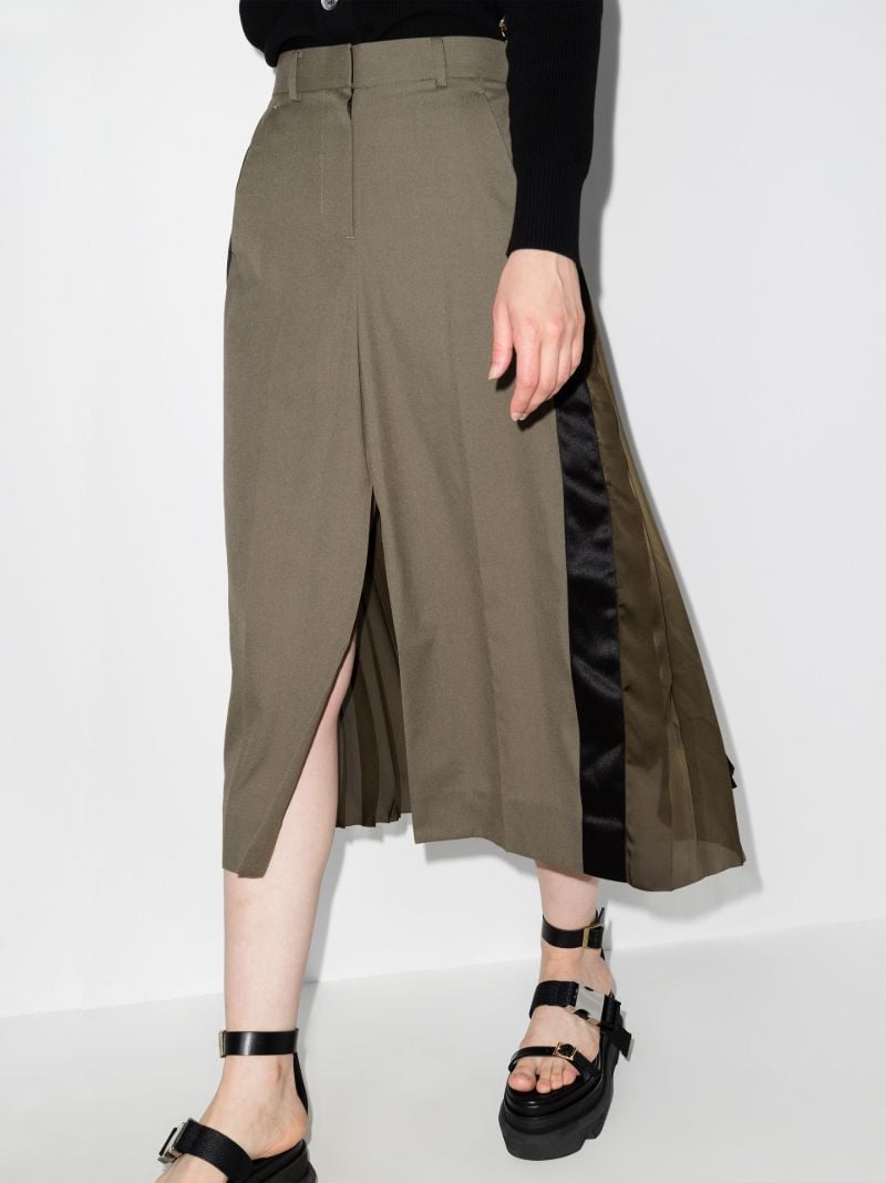 Panelled Pleated Wool Skirt