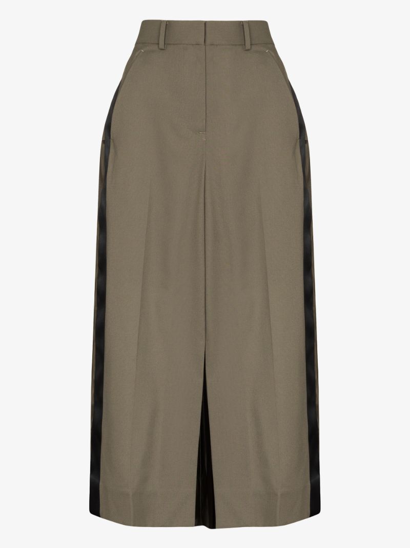 Panelled Pleated Wool Skirt