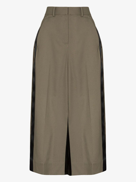 Panelled Pleated Wool Skirt
