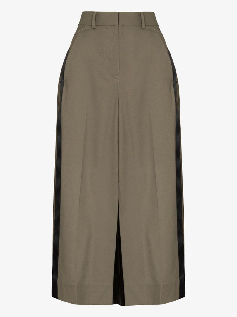 Panelled Pleated Wool Skirt