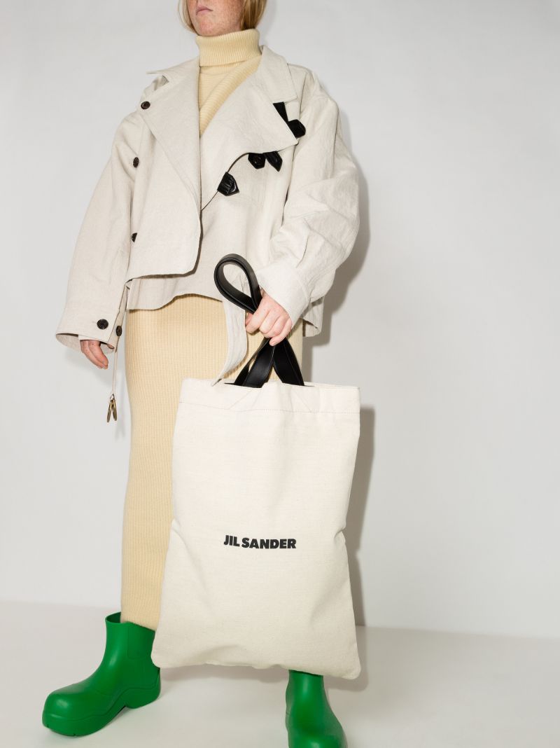 Neutral Flat Shopper Large Tote Bag