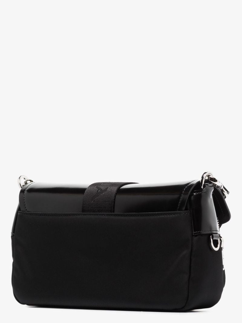 Black Leather and Nylon Shoulder Bag
