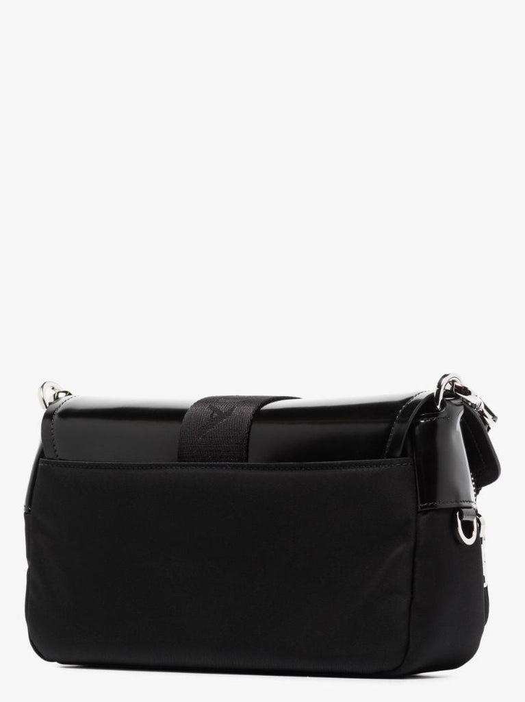 Black Leather and Nylon Shoulder Bag
