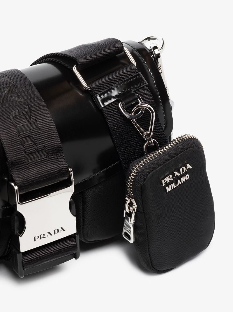 Black Leather and Nylon Shoulder Bag