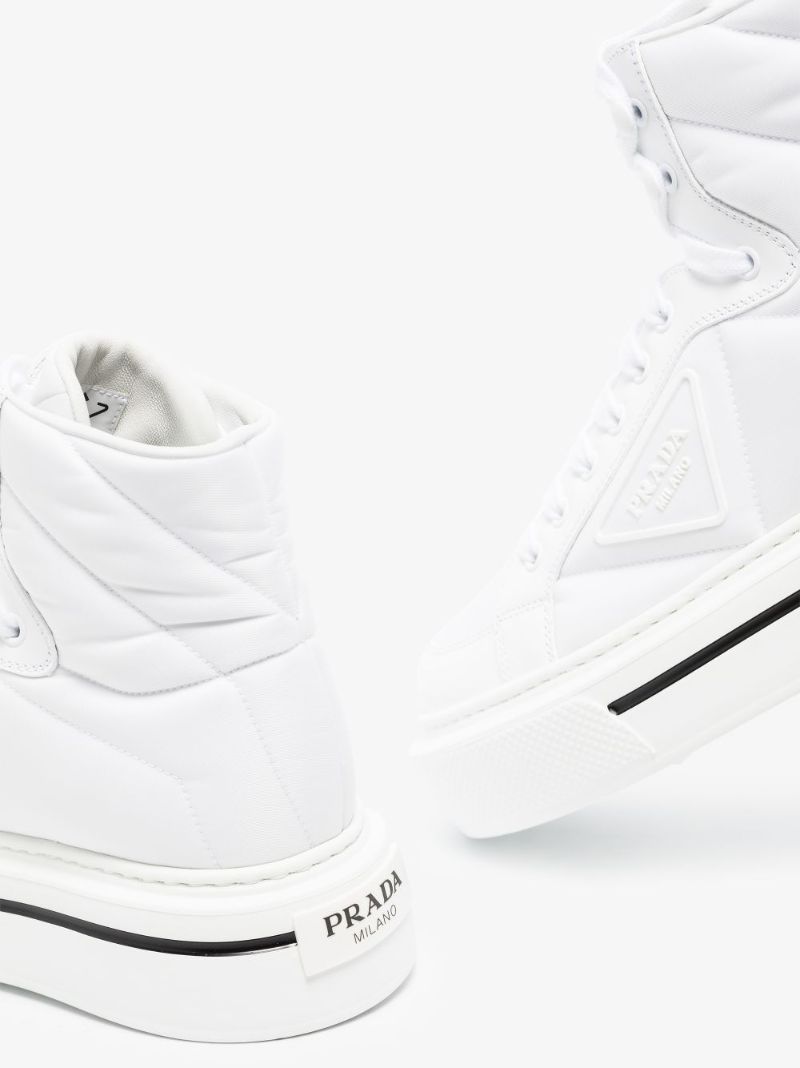 White Macro Re-nylon High Top Sneakers