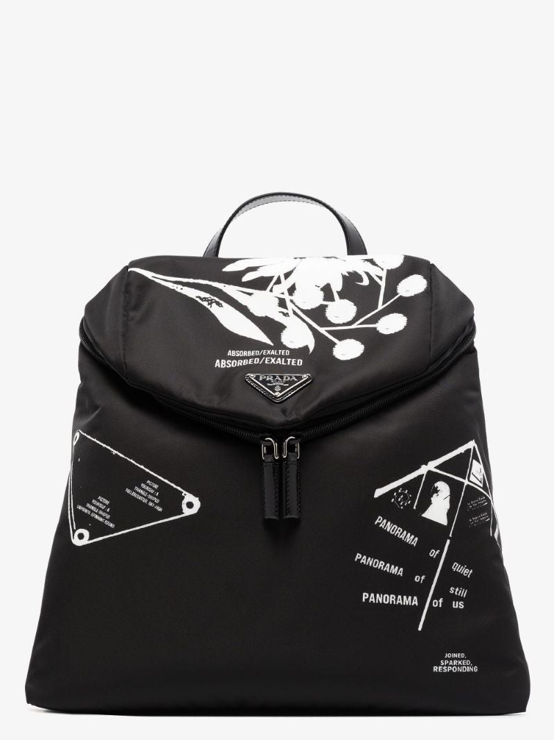 Black Signaux Printed Re-nylon Backpack