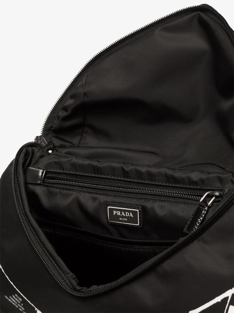 Black Signaux Printed Re-nylon Backpack