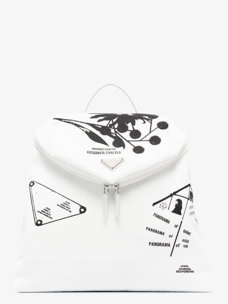 White Signaux Printed Backpack