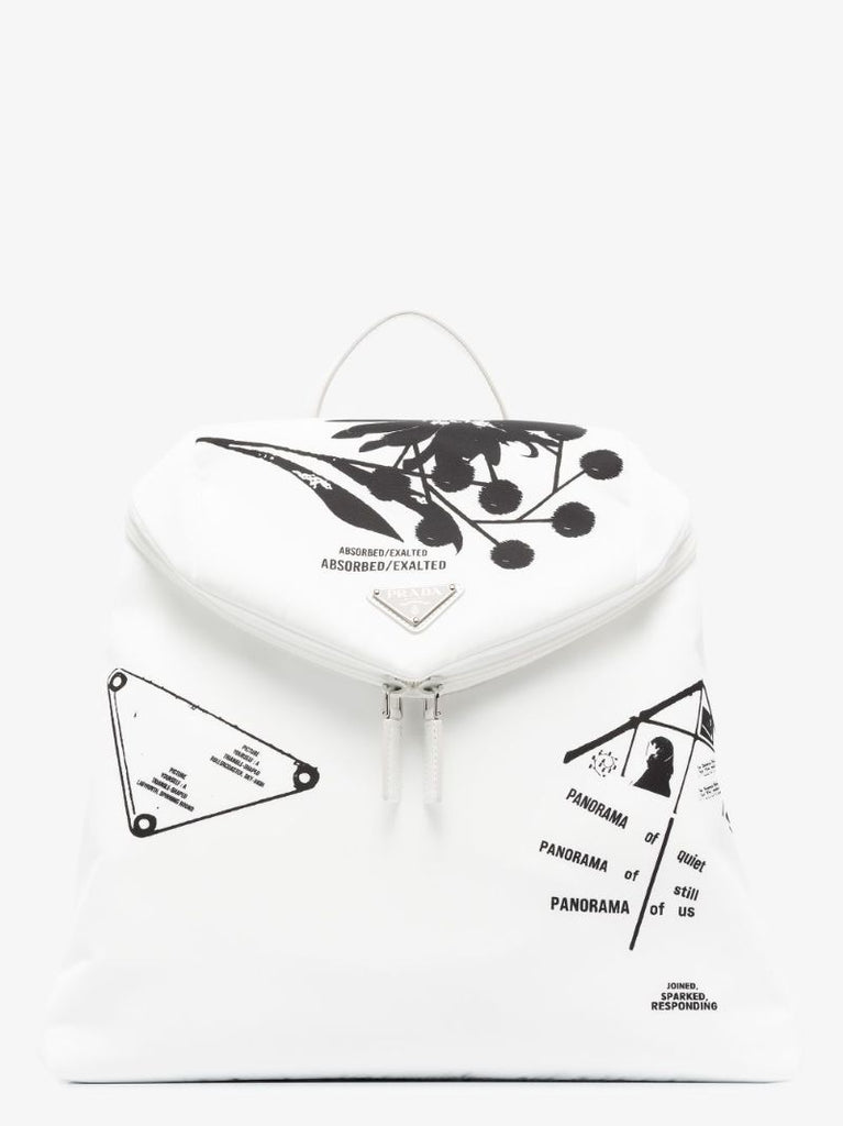 White Signaux Printed Backpack