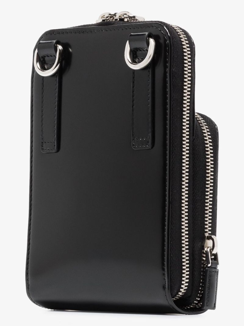 Black Logo Plaque Leather Phone Case