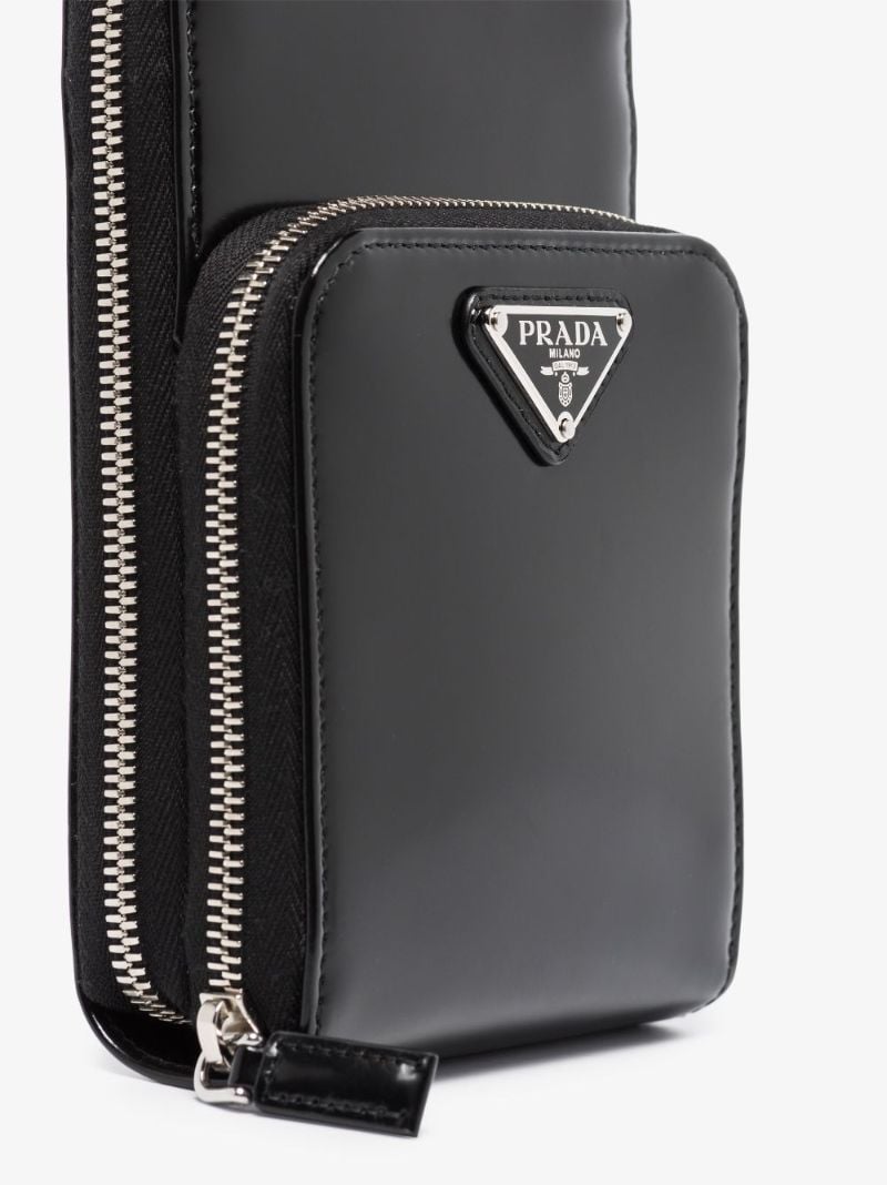 Black Logo Plaque Leather Phone Case