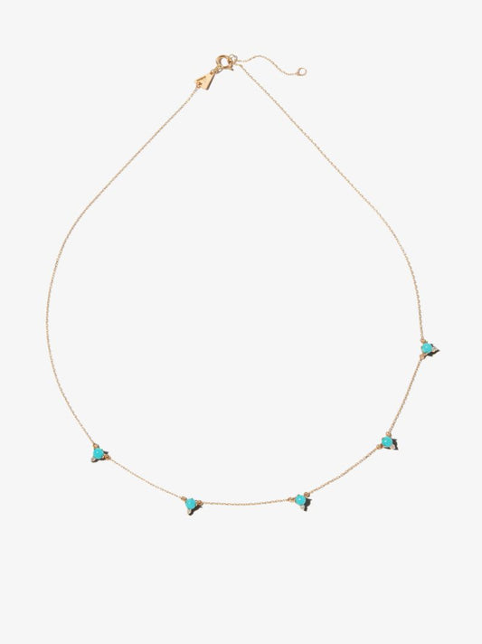 14k Yellow Gold Turquoise and Diamond Necklace
