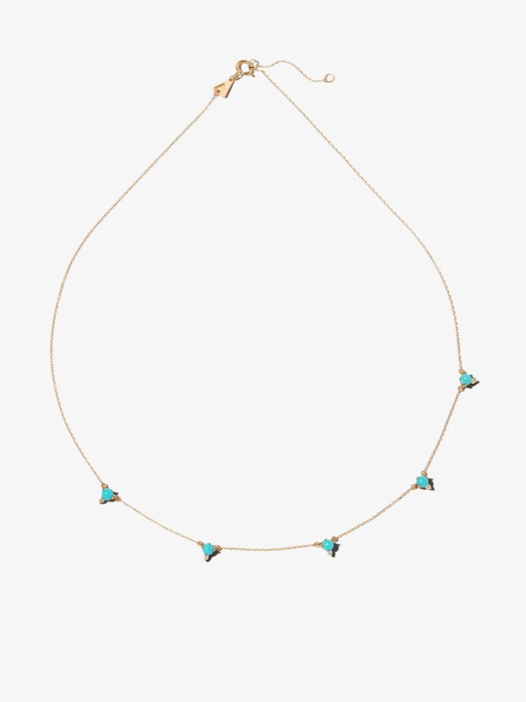 14k Yellow Gold Turquoise and Diamond Necklace