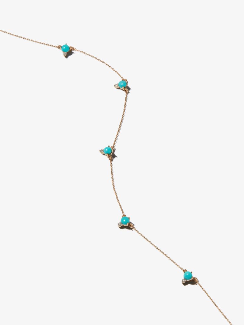 14k Yellow Gold Turquoise and Diamond Necklace