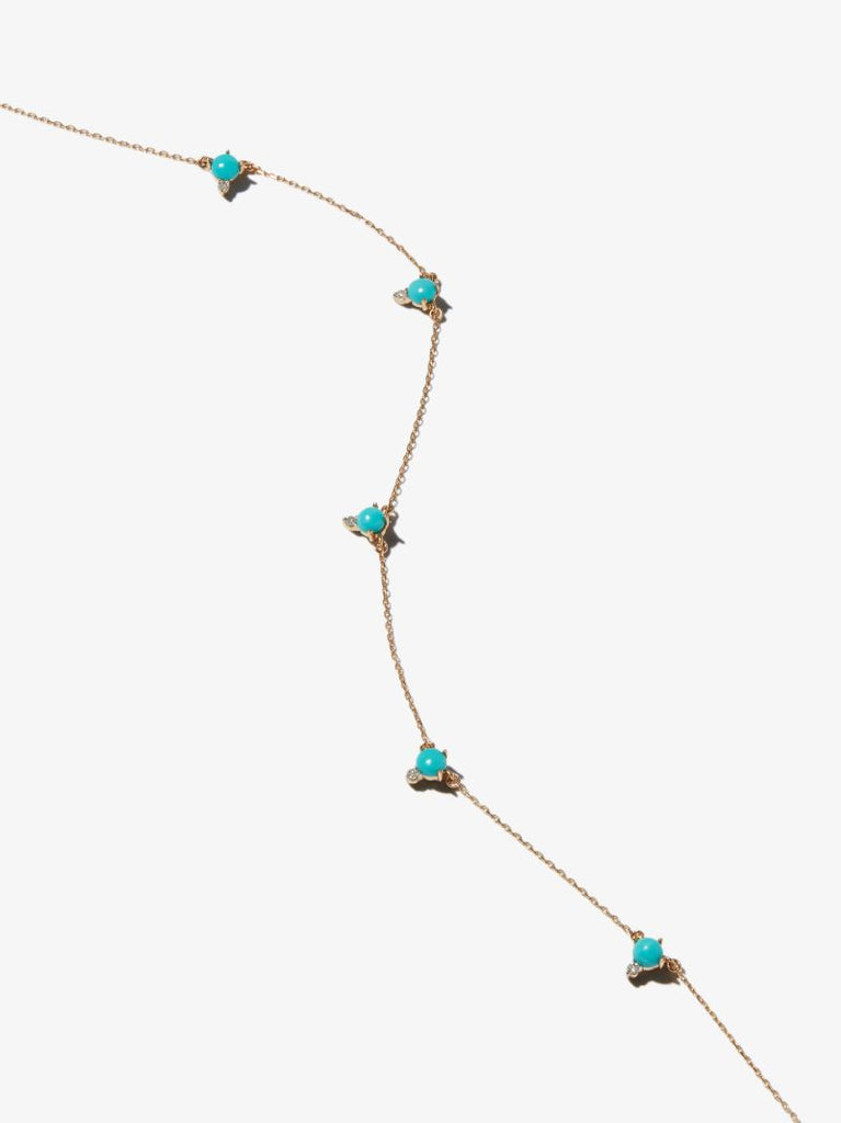 14k Yellow Gold Turquoise and Diamond Necklace