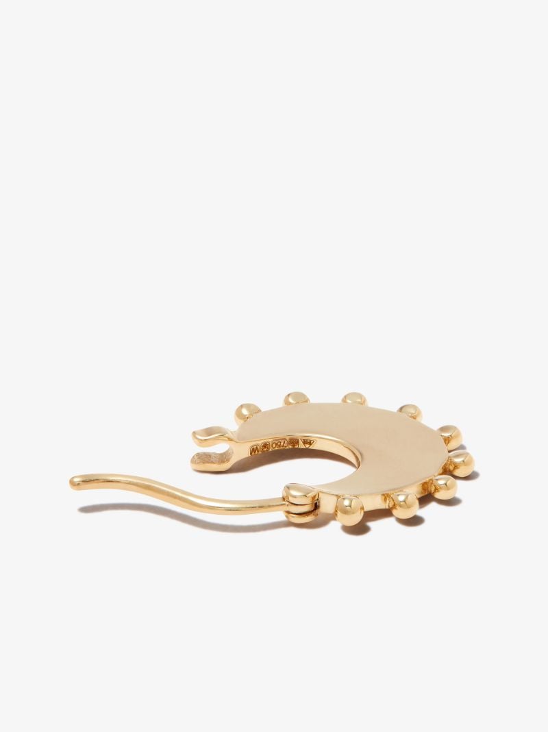 18k Yellow Gold Petite Dotted Crescent Earring