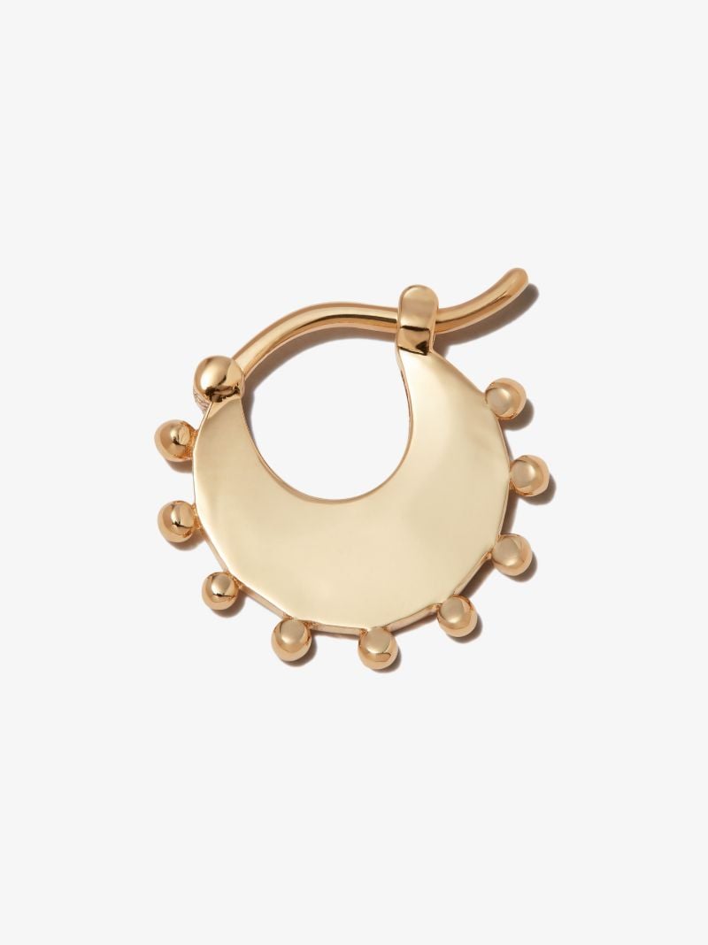 18k Yellow Gold Petite Dotted Crescent Earring