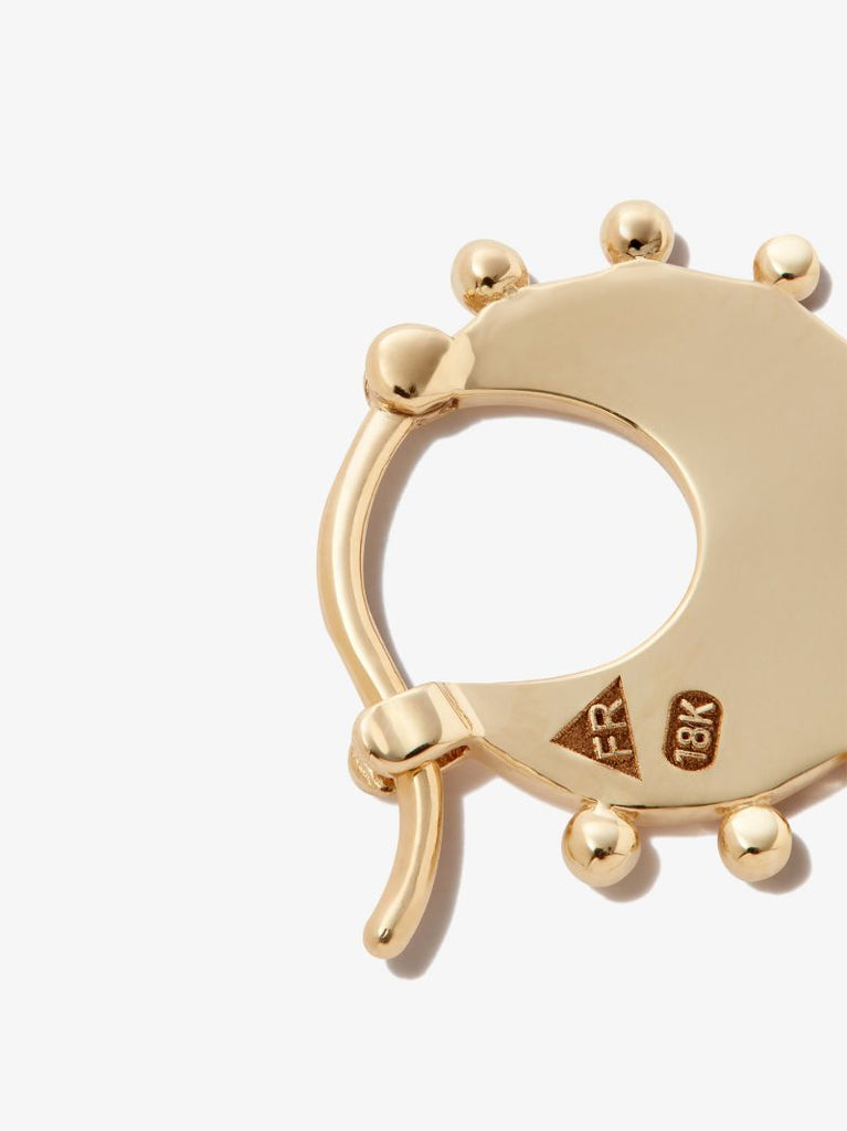 18k Yellow Gold Petite Dotted Crescent Earring