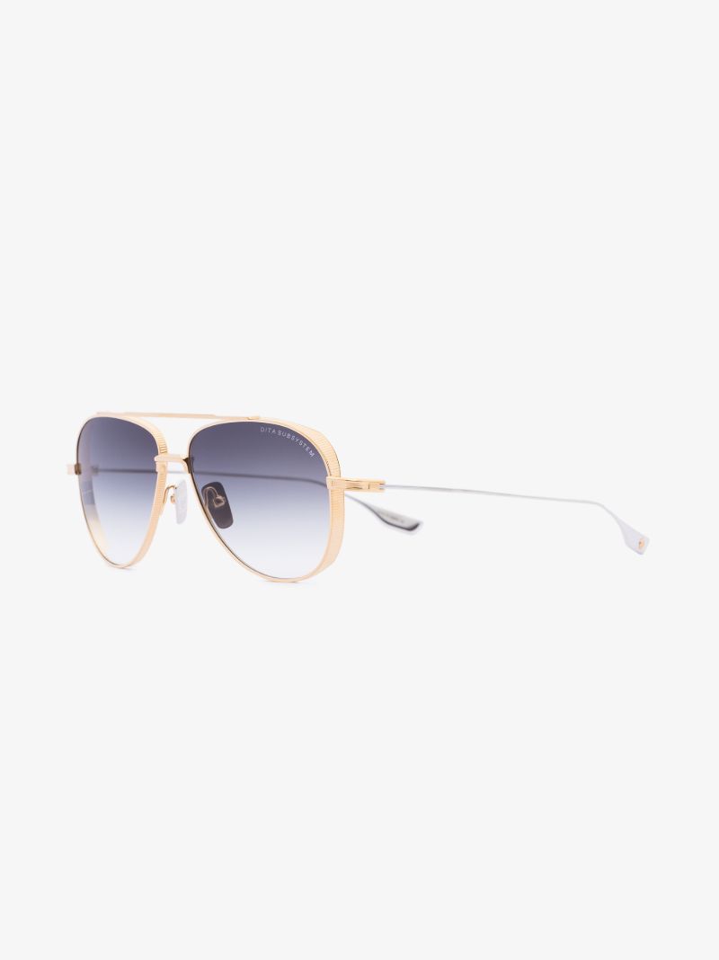 Gold Tone Subsystem Aviator Sunglasses