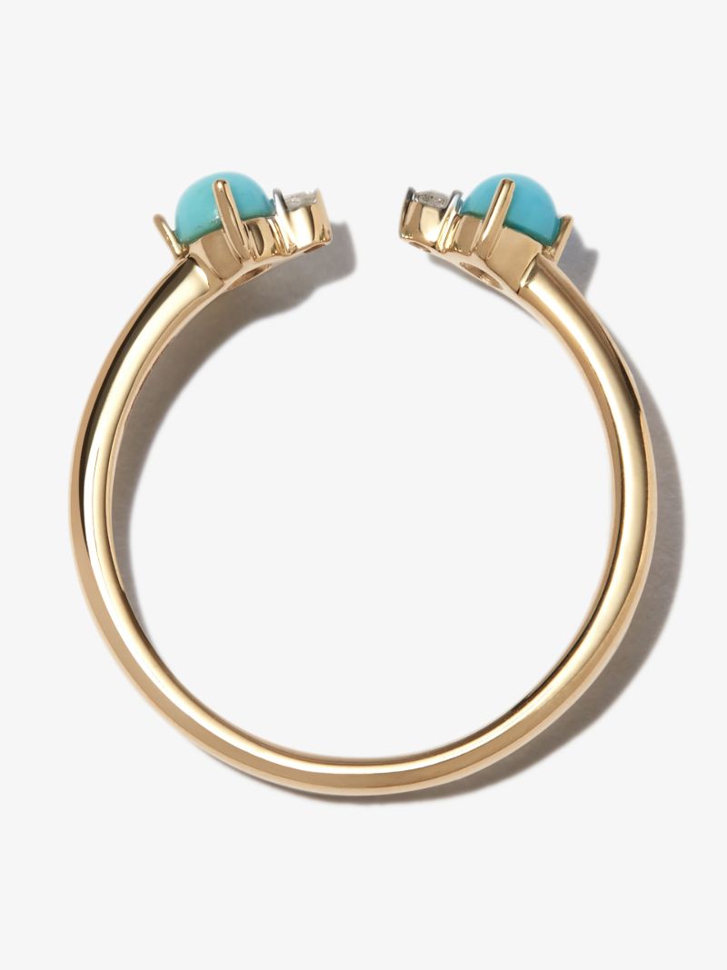 14k Yellow Gold Turquoise and Diamond Ring
