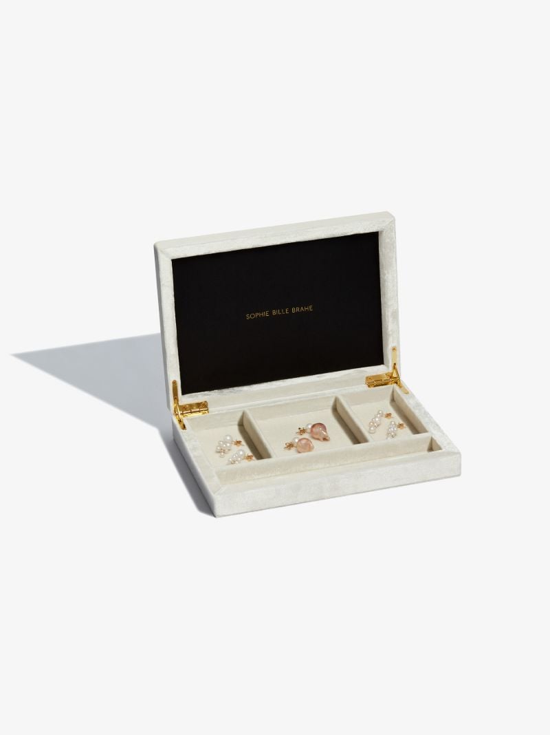 White TrÃ_x0083_Â©sor Deux Velvet Jewellery Box