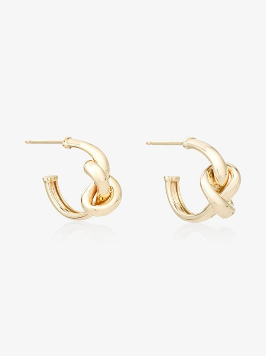 9k Yellow Gold Chunky Tube Knot Hoop Earrings